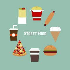 Street food vector set. Isolated on background.
