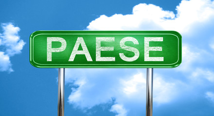 Paese vintage green road sign with highlights