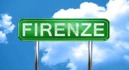 Firenze vintage green road sign with highlights