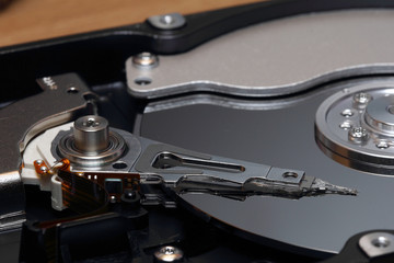 HDD head photographed close up