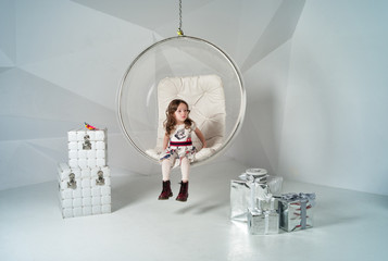 girl in the glass hemisphere with gifts