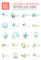 Geometric leaf icon set
