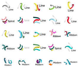 Set of abstract ribbon logo icons