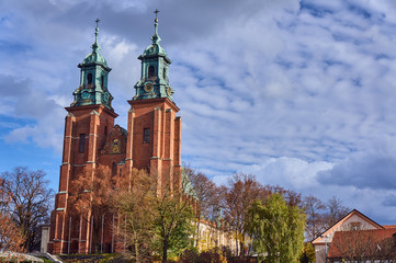 The towers of the Basilica Archdiocese of Gniezno.