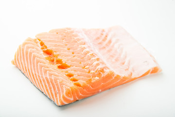 isolated raw salmon