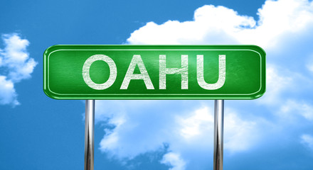 Oahu vintage green road sign with highlights