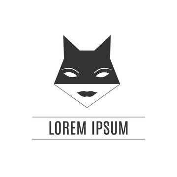 Cat woman logo template.