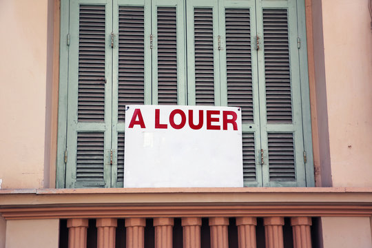 Apartment For Rent Sign in Nice France