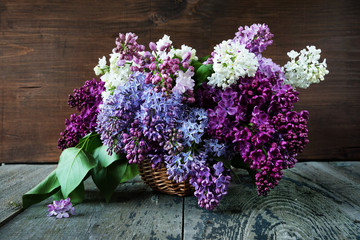 Lush multicolored bouquet of lilac