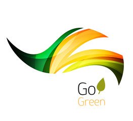 Abstract eco leag logo design made of color pieces - various geometric shapes