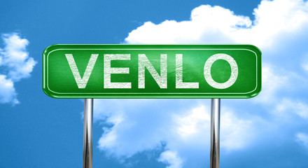 Venlo vintage green road sign with highlights
