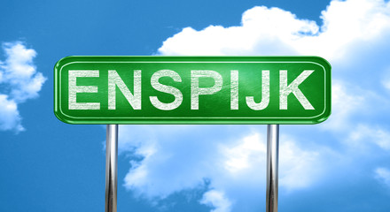 Enspijk vintage green road sign with highlights