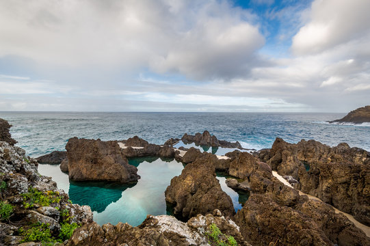 Natural volcanic pools with sea water in Porto Moniz.