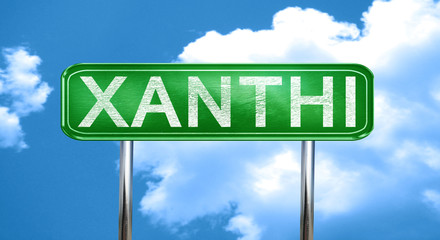 Xanthi vintage green road sign with highlights