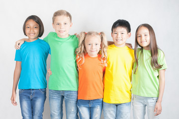 Group of multiracial funny children
