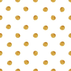 Gordijnen Naadloze patroon met goud geschilderde stippen. © Anna Isaeva