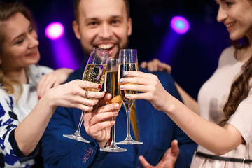 Party, holidays, celebration, nightlife and people concept - smi