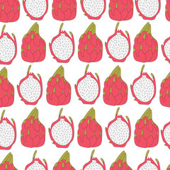 Dragon fruit seamless pattern.