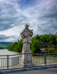 Fototapeta na wymiar Statue on the Rhine brige signaling entrance into Germany