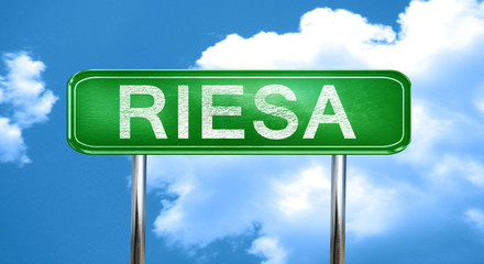 Riesa vintage green road sign with highlights