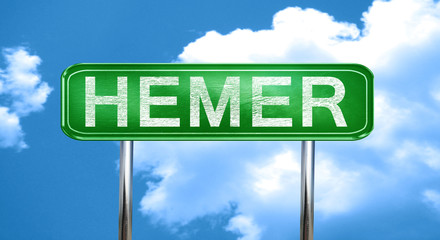 Hemer vintage green road sign with highlights