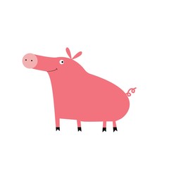 Cartoon vector pig illustration. Cute farm animal.