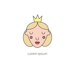 Princess line icon isolated on white background.
