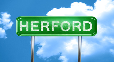 Herford vintage green road sign with highlights