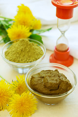 Henna powder. Henna paste. Prepare henna paste.