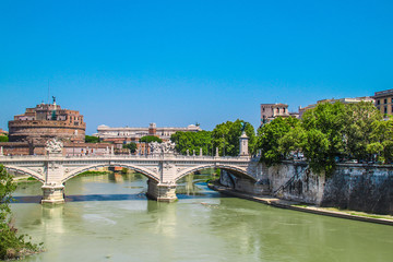 Fototapeta na wymiar Rome - Ponte Vittorio Emanuele II - Castel Sant'Angelo
