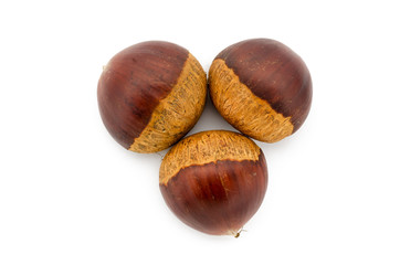 Chestnuts isolated on white background