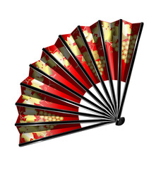 red fan with golden grape
