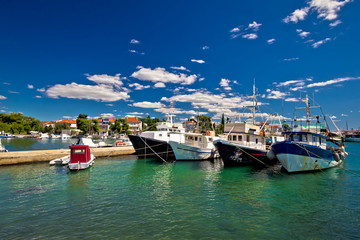Fototapeta na wymiar Fishing boats fleet in Zadar harbor