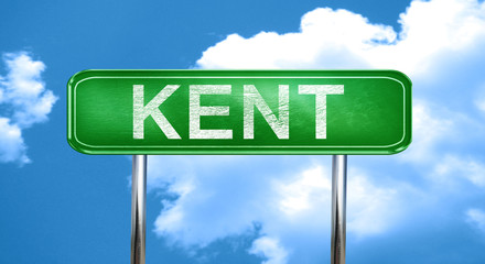 Kent vintage green road sign with highlights
