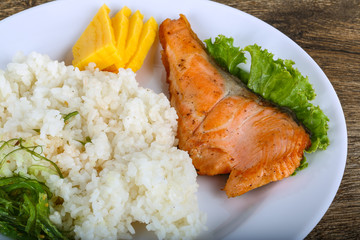 Roasted salmon steak