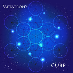 Sacred Geometry. Metatron's cube illustration.