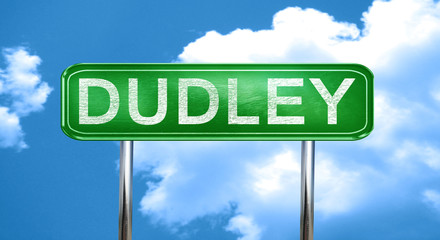 Dudley vintage green road sign with highlights