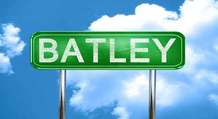 Batley vintage green road sign with highlights