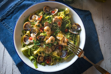 Delicious Italian pasta with seafood