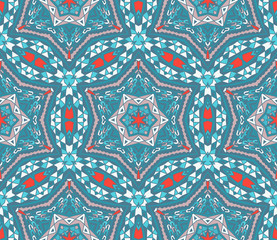 Abstract winter  vintage mosaic  seamless pattern 