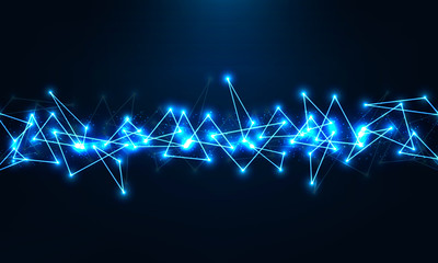 Abstract geometric technology shape of glowing particles .