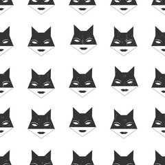 Seamless pattern with cat woma heads.