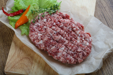 Raw burger cutlet