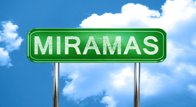 miramas vintage green road sign with highlights