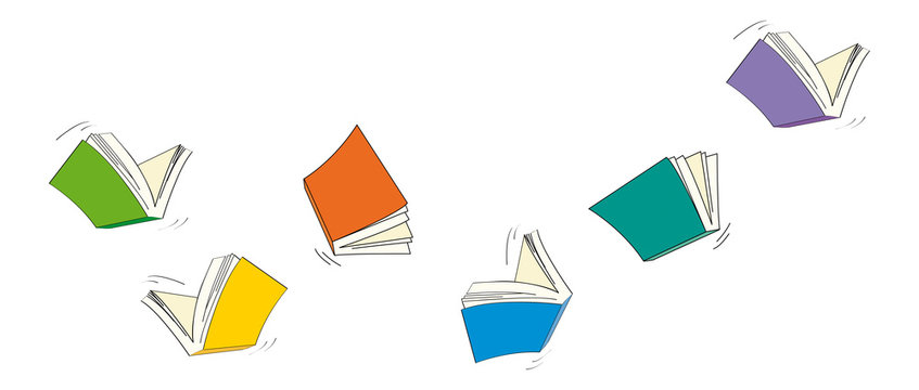 libros volando color