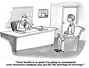 Medical cartoon about a patient with excellent health.