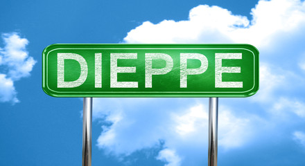 dieppe vintage green road sign with highlights