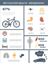 Bicycle and healthy lifestyle infographic. Healthy lifestyle info graphic. Isolated vector elements. Modern design.