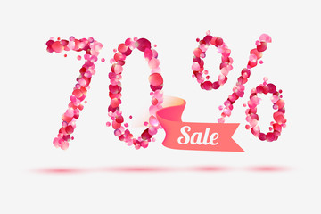 seventy (70) percents sale. Digits of pink rose petals