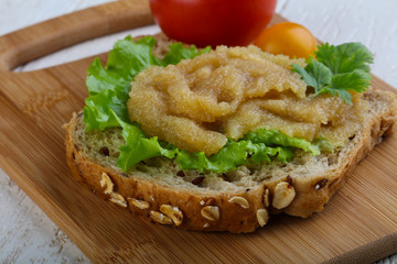 Herring caviar sandwich